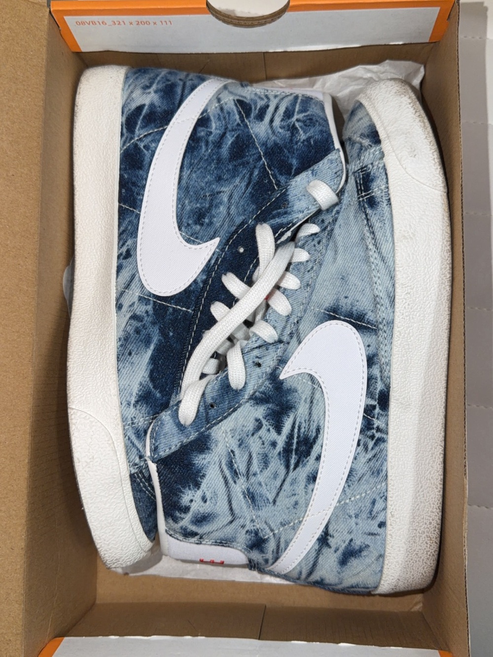 Nike Blazers Blue Tie-Dye High-Top Sneakers with White Swoosh